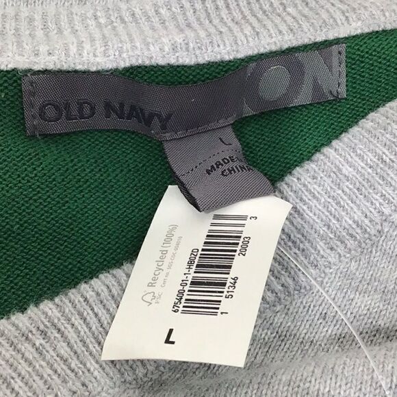 Old Navy New with Tags Green Gray Striped V Neck Sweater - Picture 7 of 9
